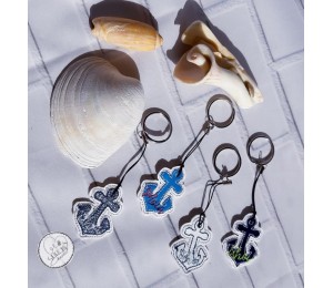 Stickserie ITH - Anker AHOI & MOIN - zum WENDEN plus ANHÄNGER, Appli & STECKER